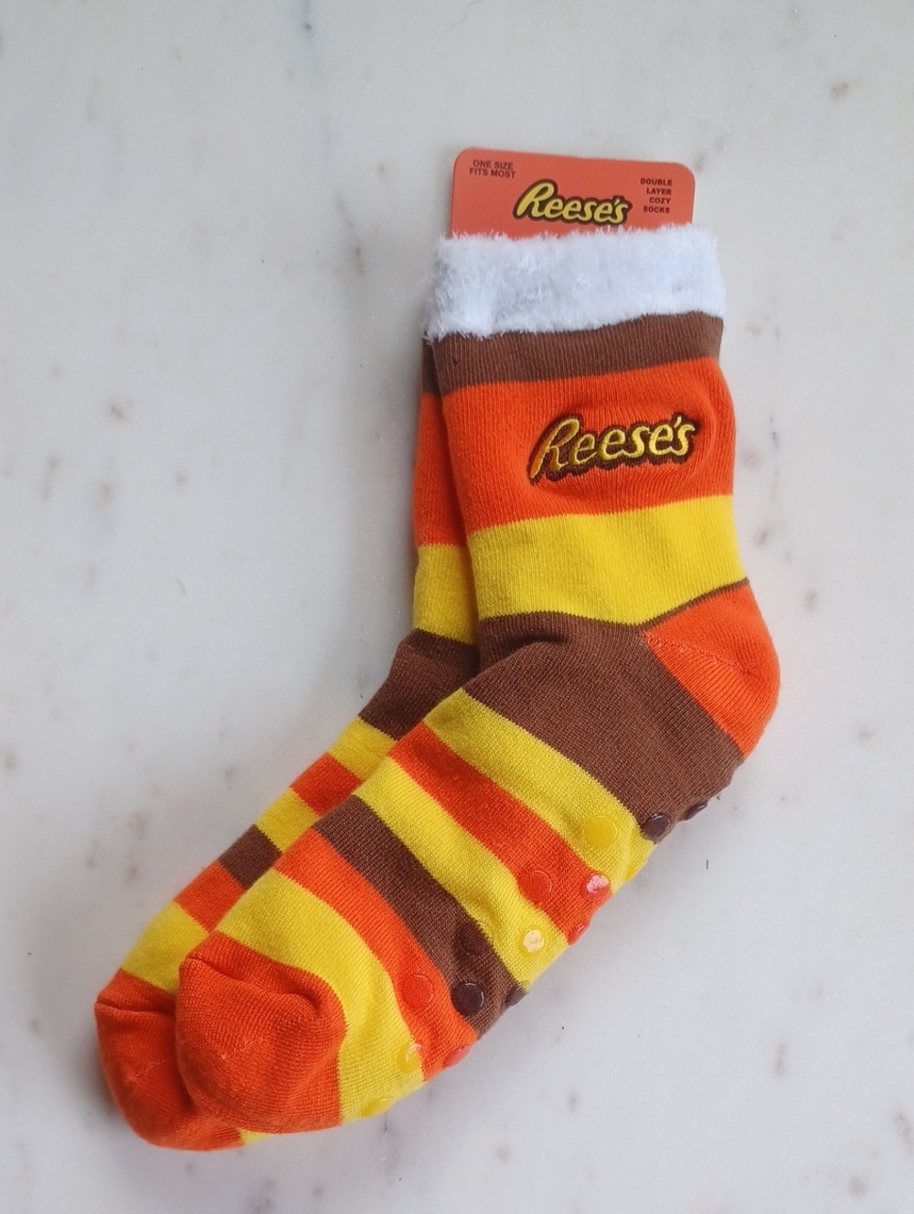 REESE’S Peanut Butter Cup Fuzzy Socks One Size Fits Most